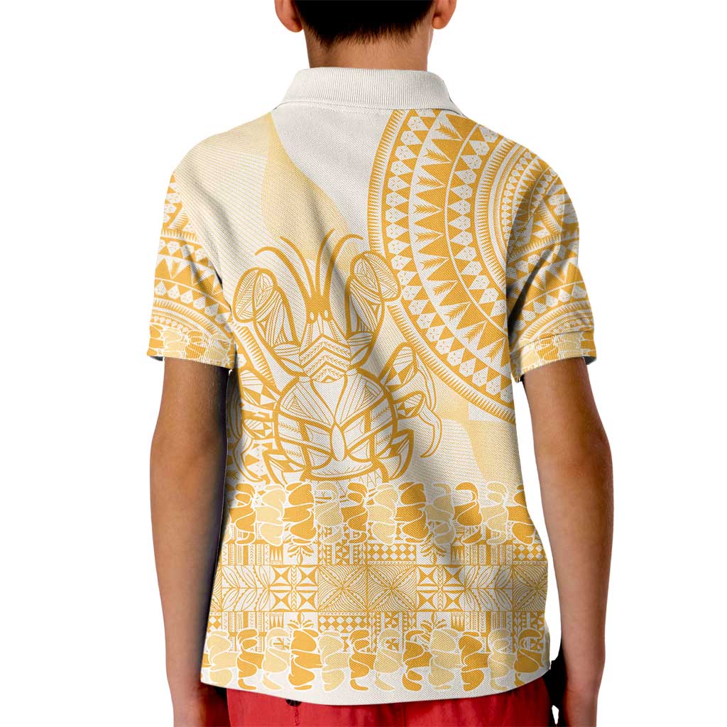 Niue Language Week Kid Polo Shirt The Rock Coconut Crab - Siapo Gold Pastel