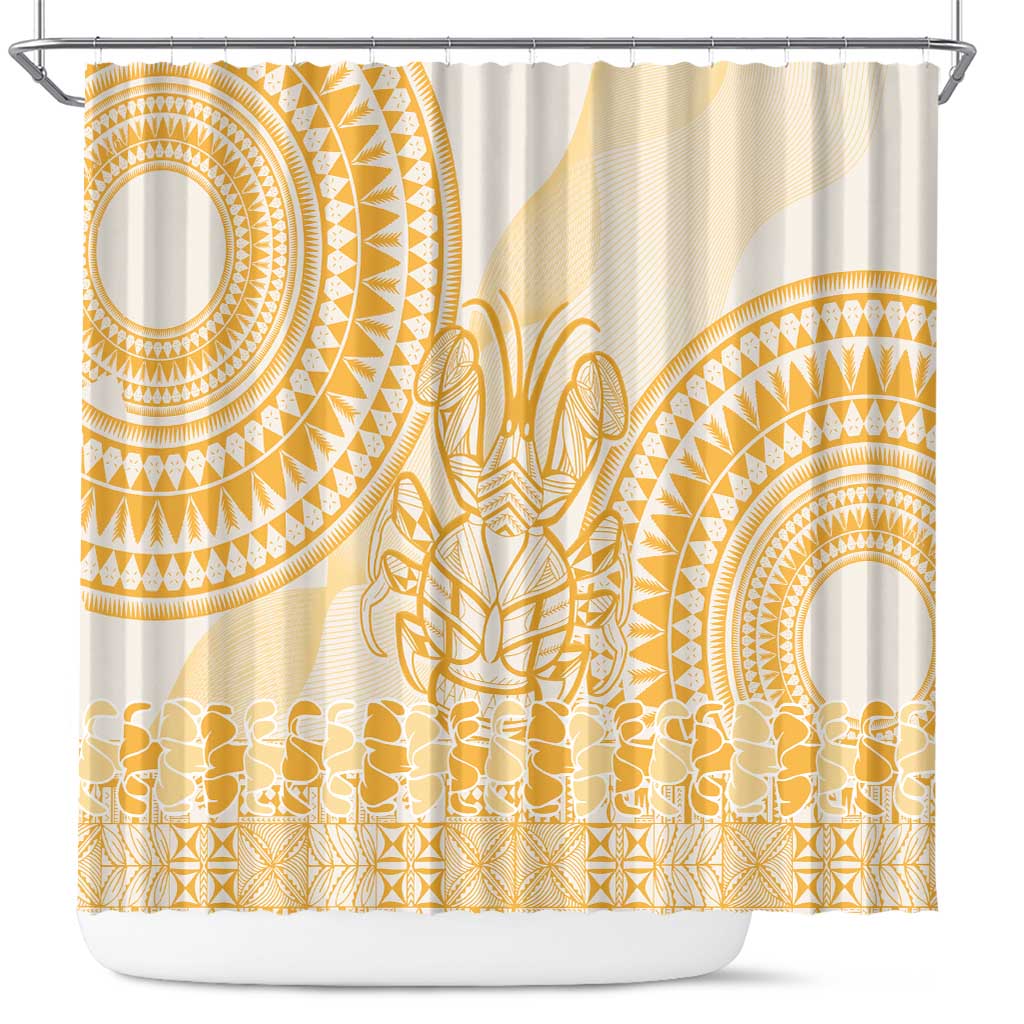 Niue Language Week Shower Curtain The Rock Coconut Crab - Siapo Gold Pastel