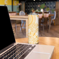 Niue Language Week Skinny Tumbler The Rock Coconut Crab - Siapo Gold Pastel LT14 - Polynesian Pride