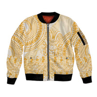 Niue Language Week Sleeve Zip Bomber Jacket The Rock Coconut Crab - Siapo Gold Pastel