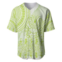 Lime Green Niue Language Week Baseball Jersey The Rock Coconut Crab - Siapo Pattern LT14 Lime Green - Polynesian Pride