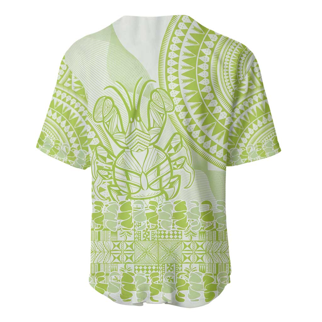 Lime Green Niue Language Week Baseball Jersey The Rock Coconut Crab - Siapo Pattern LT14 - Polynesian Pride