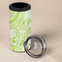 Lime Green Niue Language Week 4 in 1 Can Cooler Tumbler The Rock Coconut Crab - Siapo Pattern