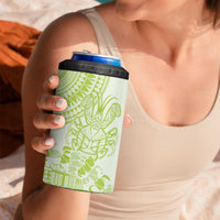 Lime Green Niue Language Week 4 in 1 Can Cooler Tumbler The Rock Coconut Crab - Siapo Pattern