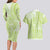 Lime Green Niue Language Week Couples Matching Long Sleeve Bodycon Dress and Hawaiian Shirt The Rock Coconut Crab - Siapo Pattern