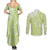 Lime Green Niue Language Week Couples Matching Summer Maxi Dress and Long Sleeve Button Shirt The Rock Coconut Crab - Siapo Pattern