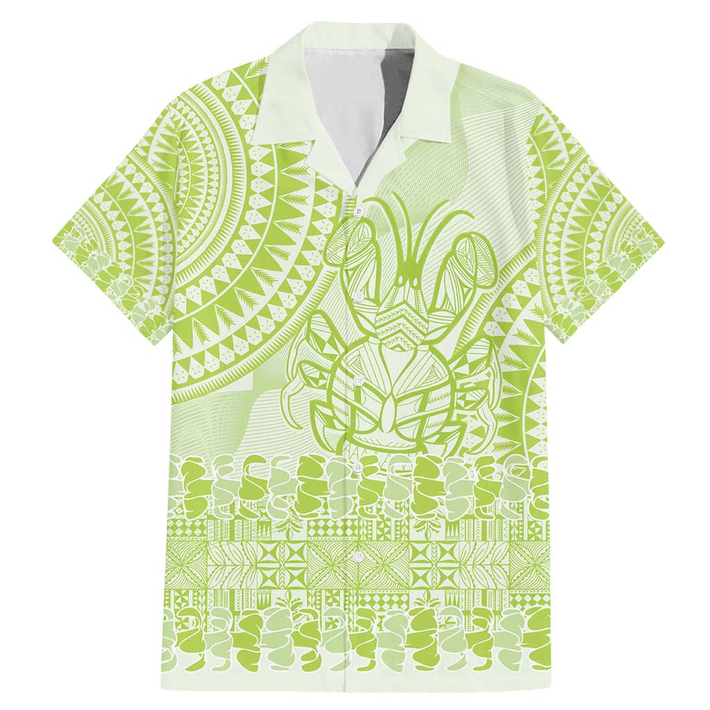 Lime Green Niue Language Week Family Matching Mermaid Dress and Hawaiian Shirt The Rock Coconut Crab - Siapo Pattern