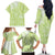 Lime Green Niue Language Week Family Matching Off The Shoulder Long Sleeve Dress and Hawaiian Shirt The Rock Coconut Crab - Siapo Pattern