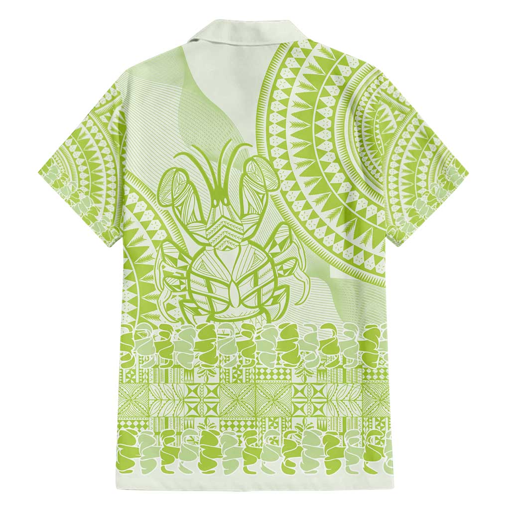 Lime Green Niue Language Week Family Matching Tank Maxi Dress and Hawaiian Shirt The Rock Coconut Crab - Siapo Pattern LT14 - Polynesian Pride