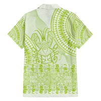 Lime Green Niue Language Week Family Matching Tank Maxi Dress and Hawaiian Shirt The Rock Coconut Crab - Siapo Pattern LT14 - Polynesian Pride