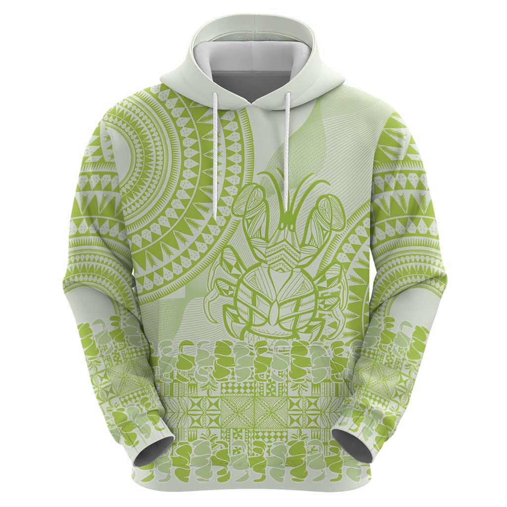 Lime Green Niue Language Week Hoodie The Rock Coconut Crab - Siapo Pattern LT14 - Polynesian Pride