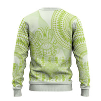 Lime Green Niue Language Week Ugly Christmas Sweater The Rock Coconut Crab - Siapo Pattern