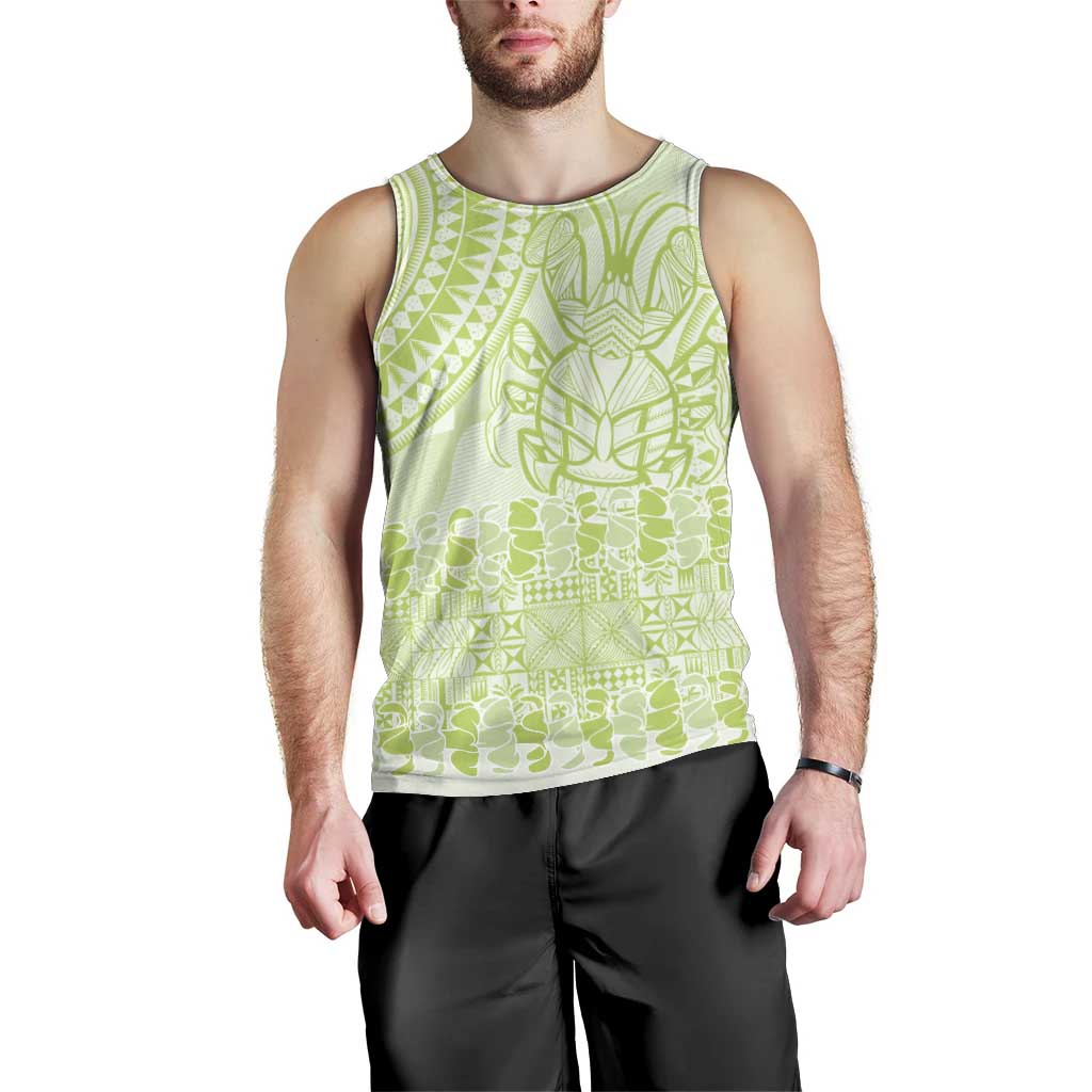 Lime Green Niue Language Week Men Tank Top The Rock Coconut Crab - Siapo Pattern LT14 - Polynesian Pride