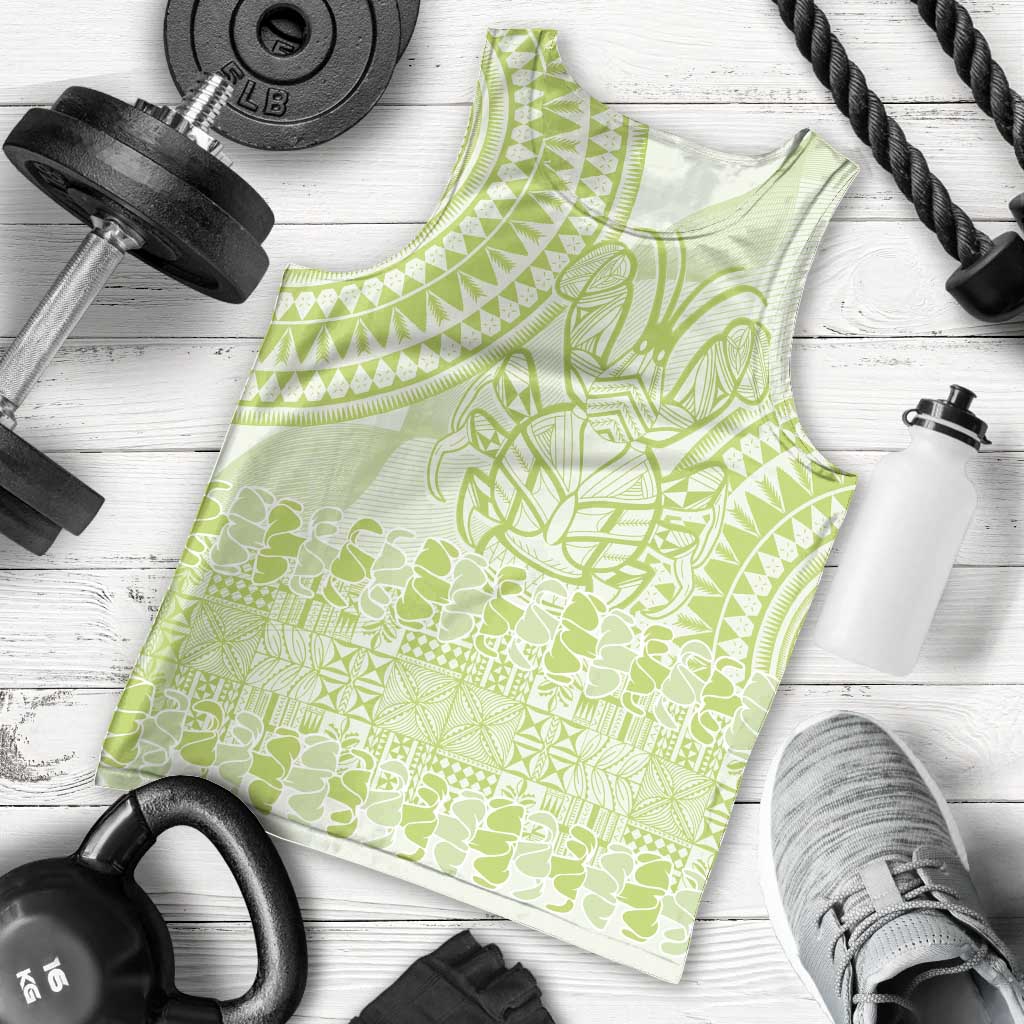 Lime Green Niue Language Week Men Tank Top The Rock Coconut Crab - Siapo Pattern LT14 - Polynesian Pride