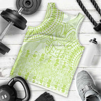 Lime Green Niue Language Week Men Tank Top The Rock Coconut Crab - Siapo Pattern LT14 - Polynesian Pride