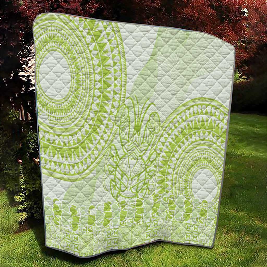 Lime Green Niue Language Week Quilt The Rock Coconut Crab - Siapo Pattern LT14 - Polynesian Pride