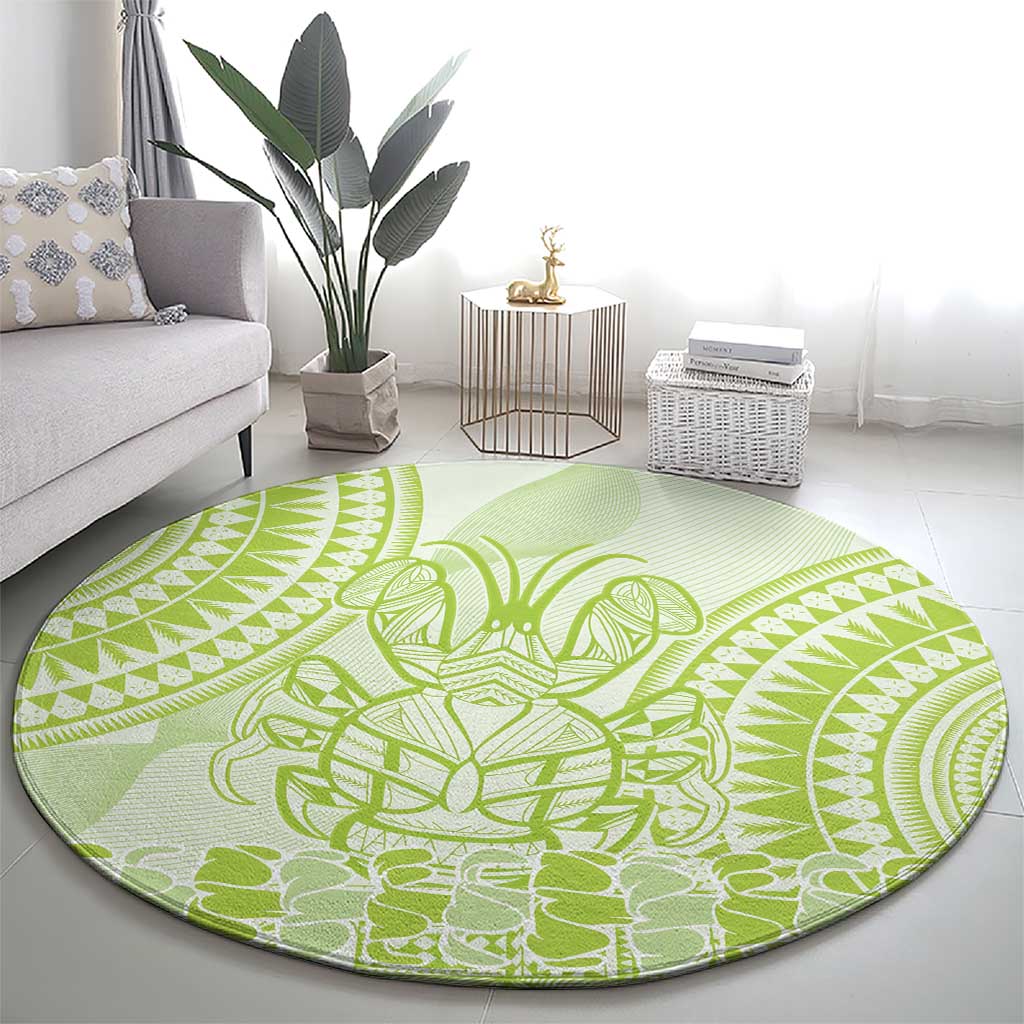Lime Green Niue Language Week Round Carpet The Rock Coconut Crab - Siapo Pattern