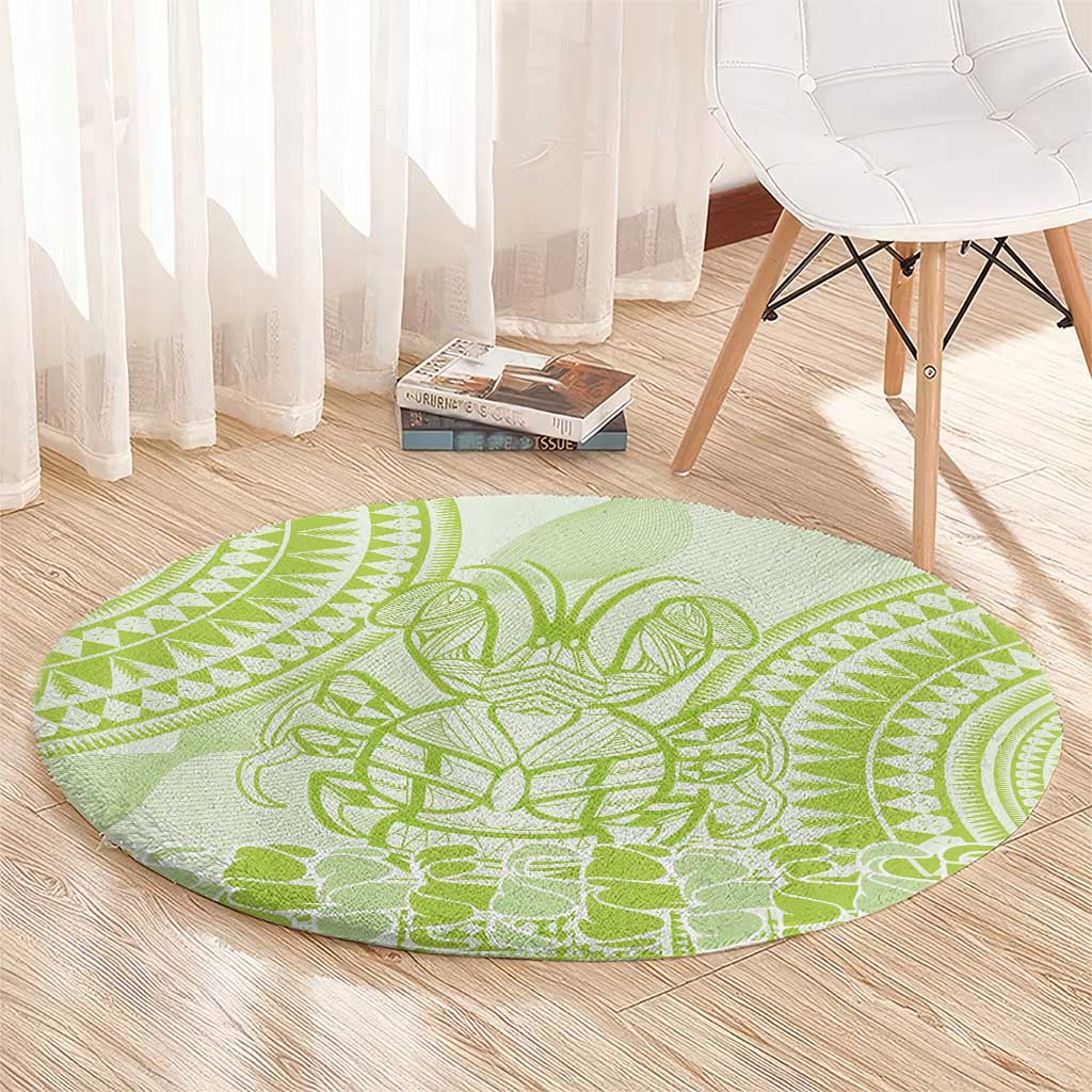 Lime Green Niue Language Week Round Carpet The Rock Coconut Crab - Siapo Pattern