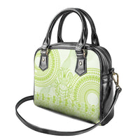 Lime Green Niue Language Week Shoulder Handbag The Rock Coconut Crab - Siapo Pattern