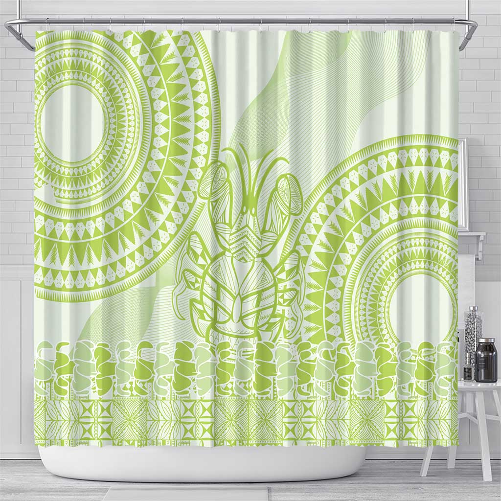 Lime Green Niue Language Week Shower Curtain The Rock Coconut Crab - Siapo Pattern LT14 - Polynesian Pride