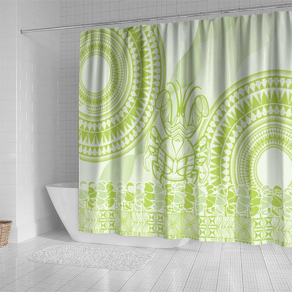 Lime Green Niue Language Week Shower Curtain The Rock Coconut Crab - Siapo Pattern LT14 - Polynesian Pride