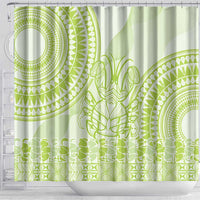 Lime Green Niue Language Week Shower Curtain The Rock Coconut Crab - Siapo Pattern LT14 - Polynesian Pride