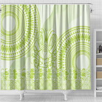 Lime Green Niue Language Week Shower Curtain The Rock Coconut Crab - Siapo Pattern LT14 - Polynesian Pride