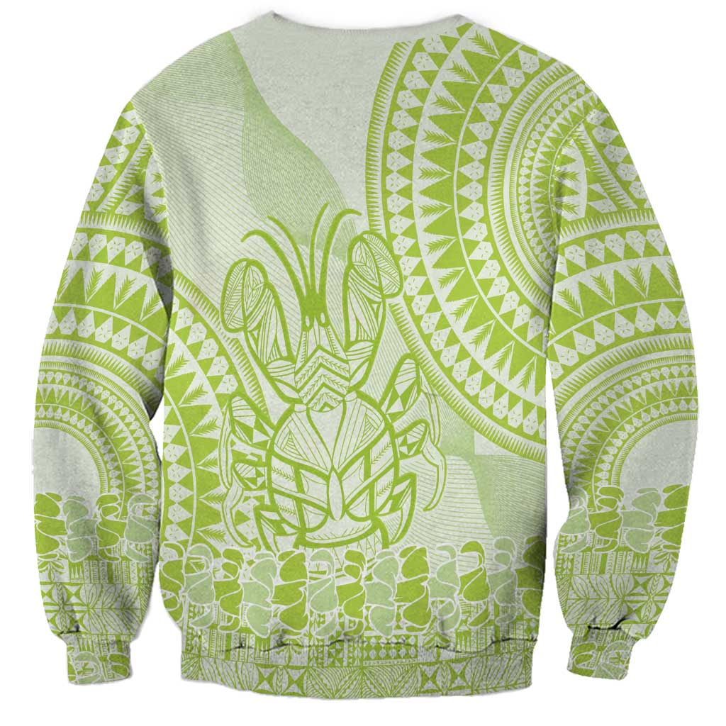 Lime Green Niue Language Week Sweatshirt The Rock Coconut Crab - Siapo Pattern
