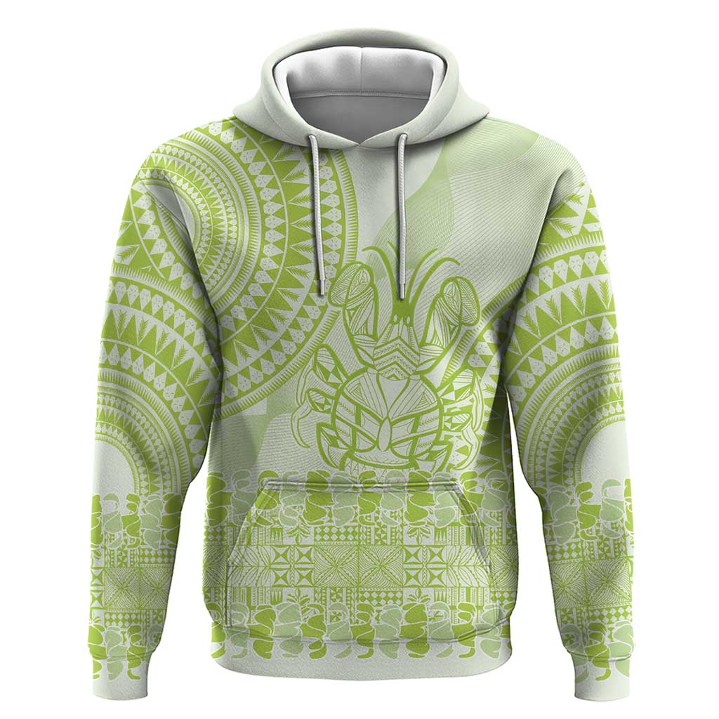 Lime Green Niue Language Week Zip Hoodie The Rock Coconut Crab - Siapo Pattern LT14 Pullover Hoodie Lime Green - Polynesian Pride