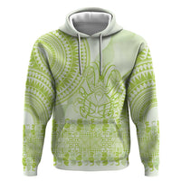 Lime Green Niue Language Week Zip Hoodie The Rock Coconut Crab - Siapo Pattern LT14 Pullover Hoodie Lime Green - Polynesian Pride