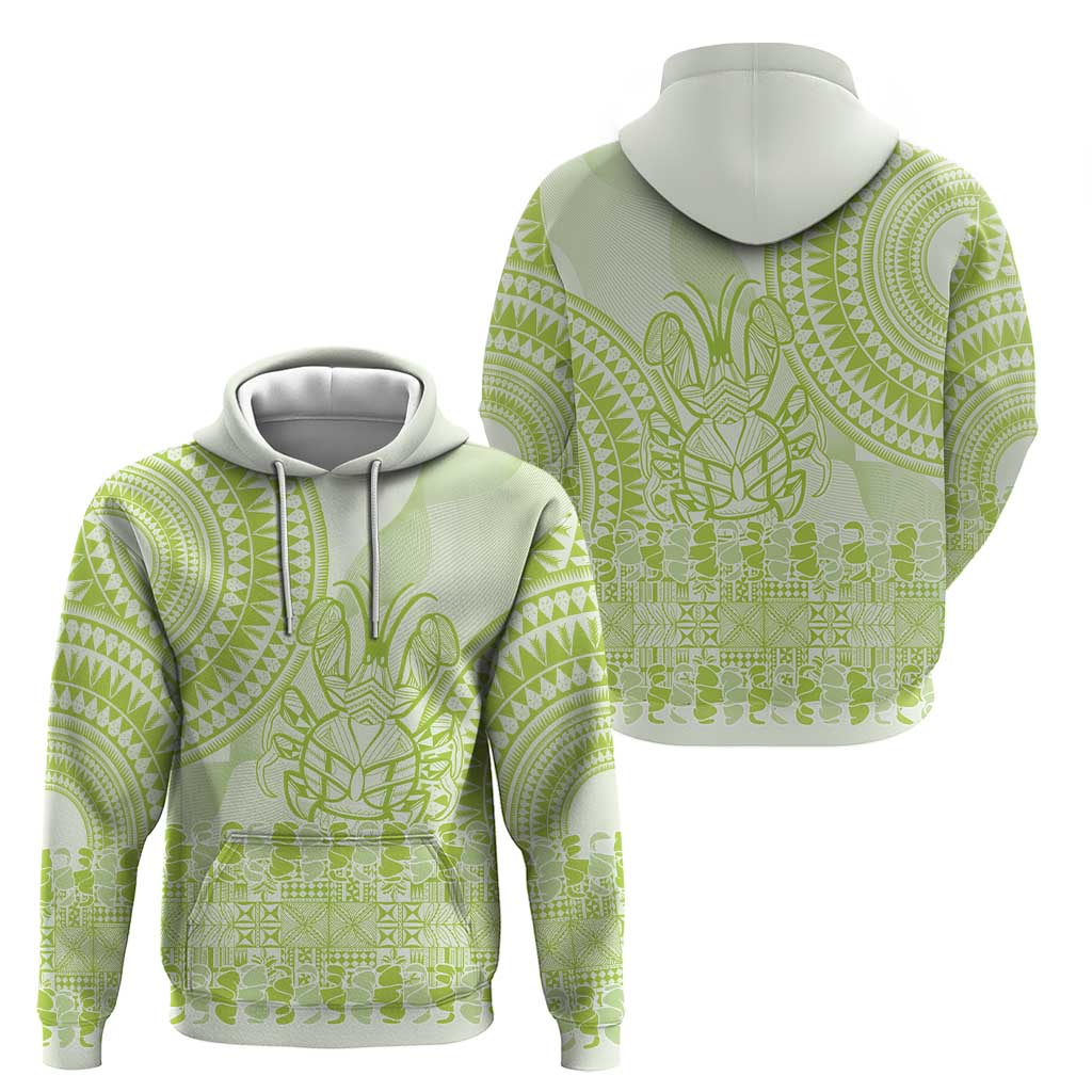 Lime Green Niue Language Week Zip Hoodie The Rock Coconut Crab - Siapo Pattern LT14 - Polynesian Pride