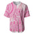 Pink Niue Language Week Baseball Jersey The Rock Coconut Crab - Siapo Pattern