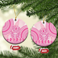 Pink Niue Language Week Ceramic Ornament The Rock Coconut Crab - Siapo Pattern LT14 Circle Pink - Polynesian Pride