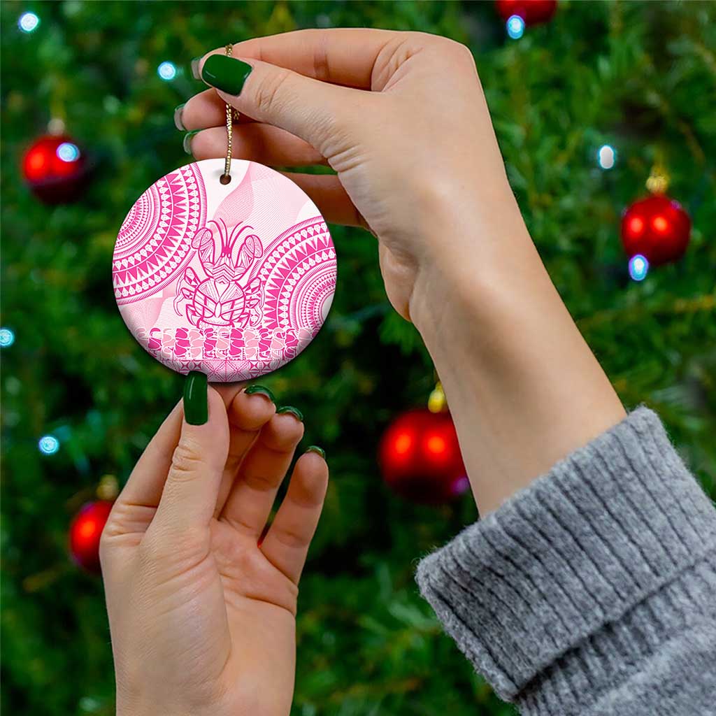 Pink Niue Language Week Ceramic Ornament The Rock Coconut Crab - Siapo Pattern LT14 - Polynesian Pride