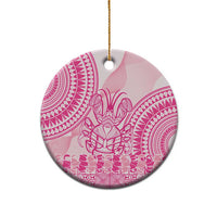 Pink Niue Language Week Ceramic Ornament The Rock Coconut Crab - Siapo Pattern LT14 - Polynesian Pride