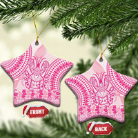 Pink Niue Language Week Ceramic Ornament The Rock Coconut Crab - Siapo Pattern LT14 Star Pink - Polynesian Pride