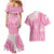 Pink Niue Language Week Couples Matching Mermaid Dress and Hawaiian Shirt The Rock Coconut Crab - Siapo Pattern