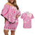 Pink Niue Language Week Couples Matching Off Shoulder Short Dress and Hawaiian Shirt The Rock Coconut Crab - Siapo Pattern