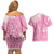 Pink Niue Language Week Couples Matching Off Shoulder Short Dress and Hawaiian Shirt The Rock Coconut Crab - Siapo Pattern