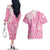 Pink Niue Language Week Couples Matching Off The Shoulder Long Sleeve Dress and Hawaiian Shirt The Rock Coconut Crab - Siapo Pattern