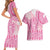 Pink Niue Language Week Couples Matching Short Sleeve Bodycon Dress and Hawaiian Shirt The Rock Coconut Crab - Siapo Pattern