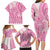 Pink Niue Language Week Family Matching Long Sleeve Bodycon Dress and Hawaiian Shirt The Rock Coconut Crab - Siapo Pattern