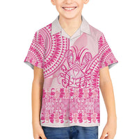 Pink Niue Language Week Family Matching Long Sleeve Bodycon Dress and Hawaiian Shirt The Rock Coconut Crab - Siapo Pattern
