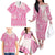 Pink Niue Language Week Family Matching Off The Shoulder Long Sleeve Dress and Hawaiian Shirt The Rock Coconut Crab - Siapo Pattern