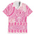 Pink Niue Language Week Family Matching Off The Shoulder Long Sleeve Dress and Hawaiian Shirt The Rock Coconut Crab - Siapo Pattern