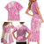 Pink Niue Language Week Family Matching Short Sleeve Bodycon Dress and Hawaiian Shirt The Rock Coconut Crab - Siapo Pattern