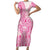 Pink Niue Language Week Family Matching Short Sleeve Bodycon Dress and Hawaiian Shirt The Rock Coconut Crab - Siapo Pattern