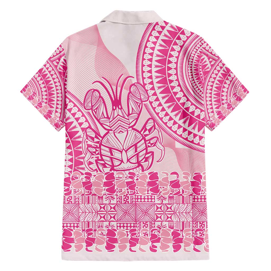 Pink Niue Language Week Family Matching Tank Maxi Dress and Hawaiian Shirt The Rock Coconut Crab - Siapo Pattern LT14 - Polynesian Pride