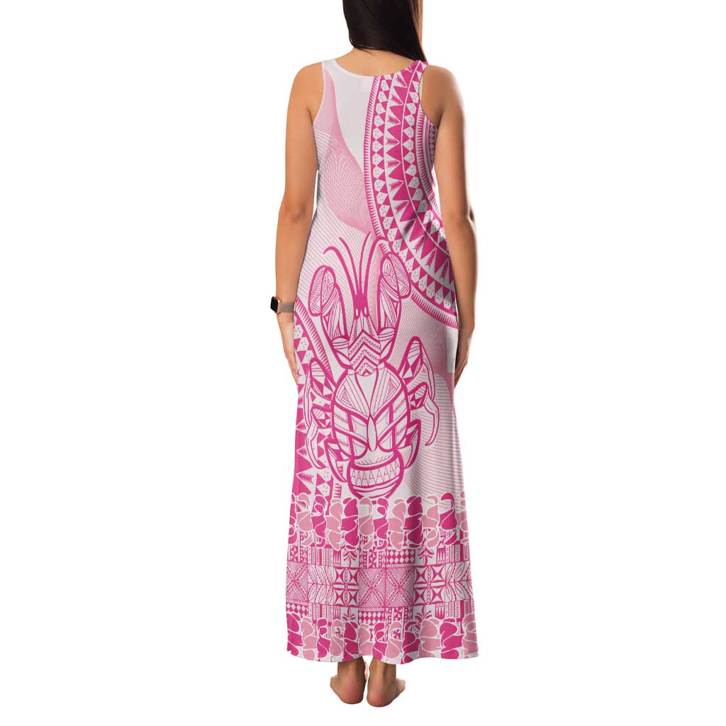 Pink Niue Language Week Family Matching Tank Maxi Dress and Hawaiian Shirt The Rock Coconut Crab - Siapo Pattern LT14 - Polynesian Pride