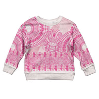 Pink Niue Language Week Kid Ugly Christmas Sweater The Rock Coconut Crab - Siapo Pattern LT14 Kid Pink - Polynesian Pride